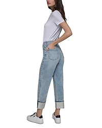 Rhinestone Cuff Jeans Ice Blue