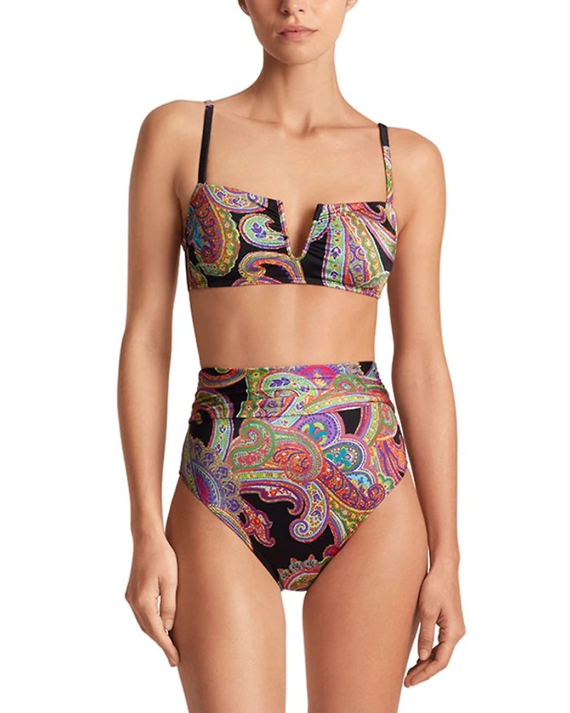 Shirred Over The Shoulder Bikini Top