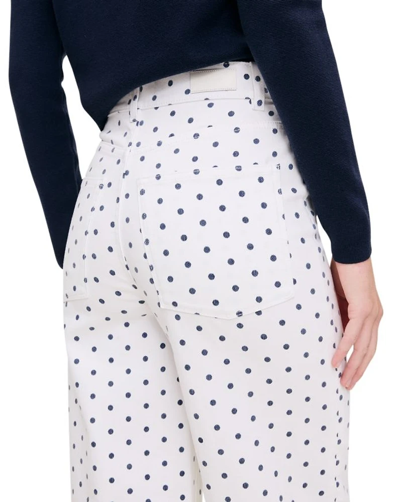Hepburn High Rise Ankle Wide Leg Jeans Marine Dots