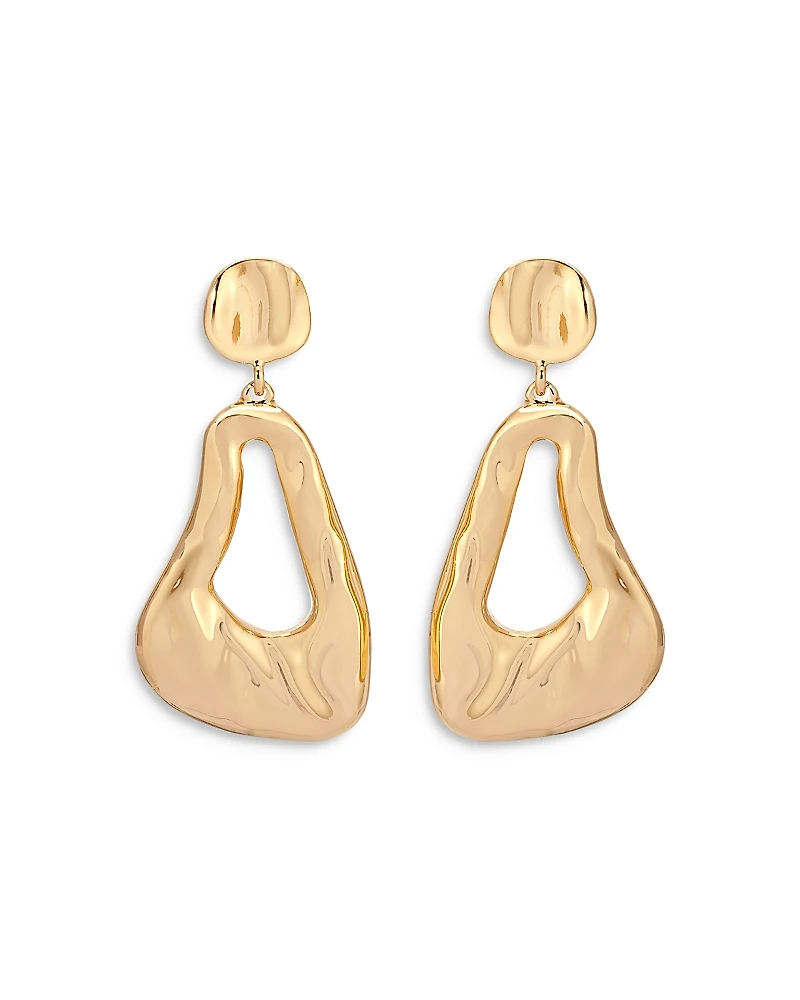 Ettika Molten 18K Yellow Gold Plated Drop Earrings, 1.9L
