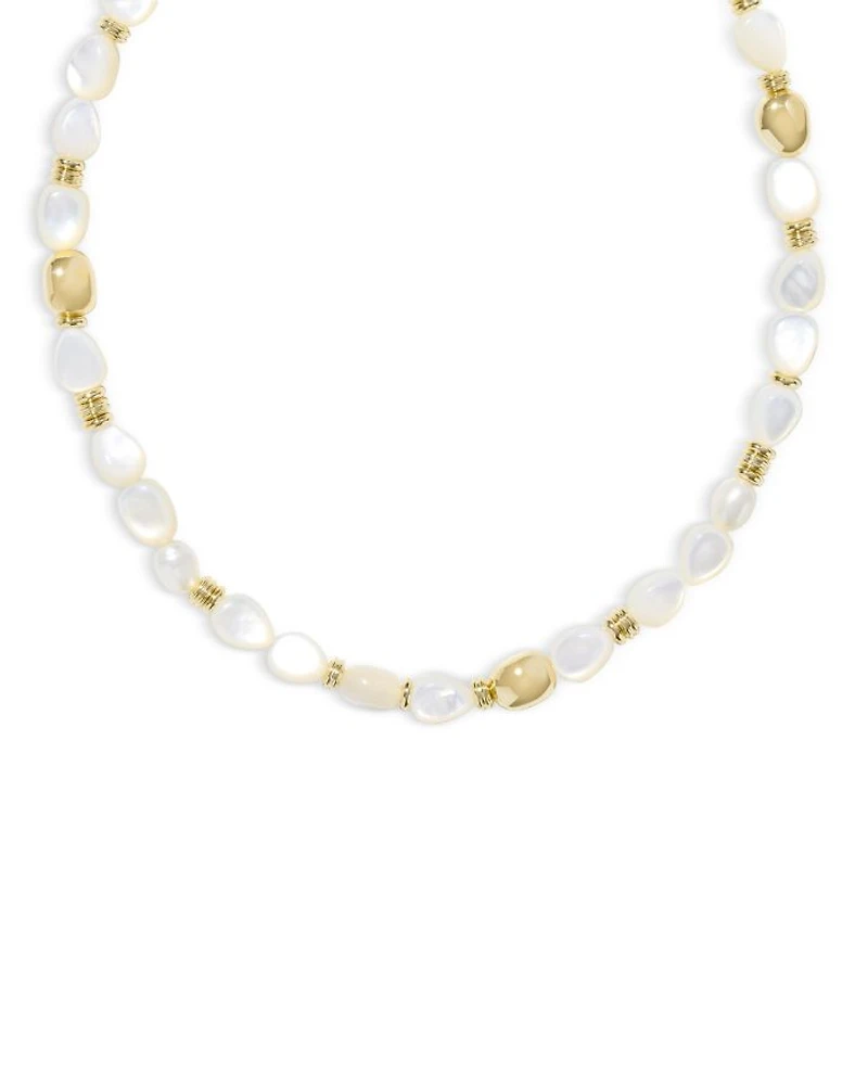 Melody Mother of Pearl Beaded Strand Necklace, 15-18"
