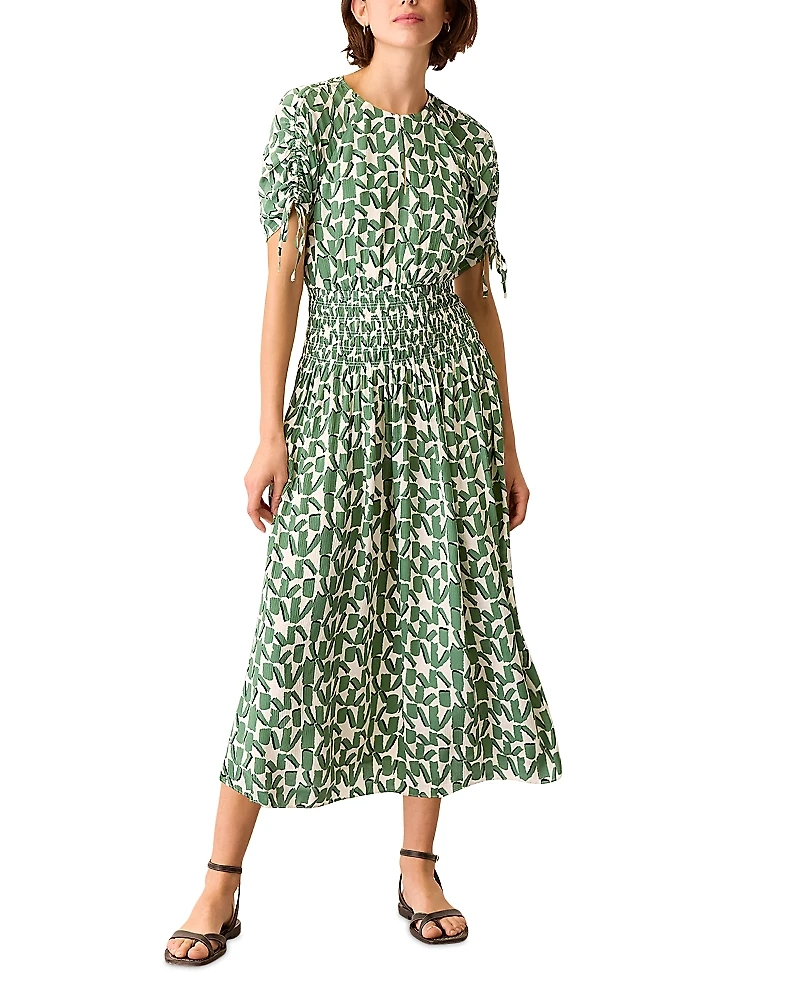 Whistles Smocked Midi Dress