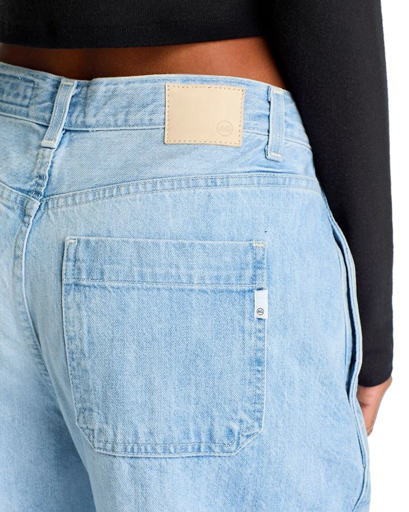 High Rise Cuffed Barrel Leg Jeans Sunset Blues