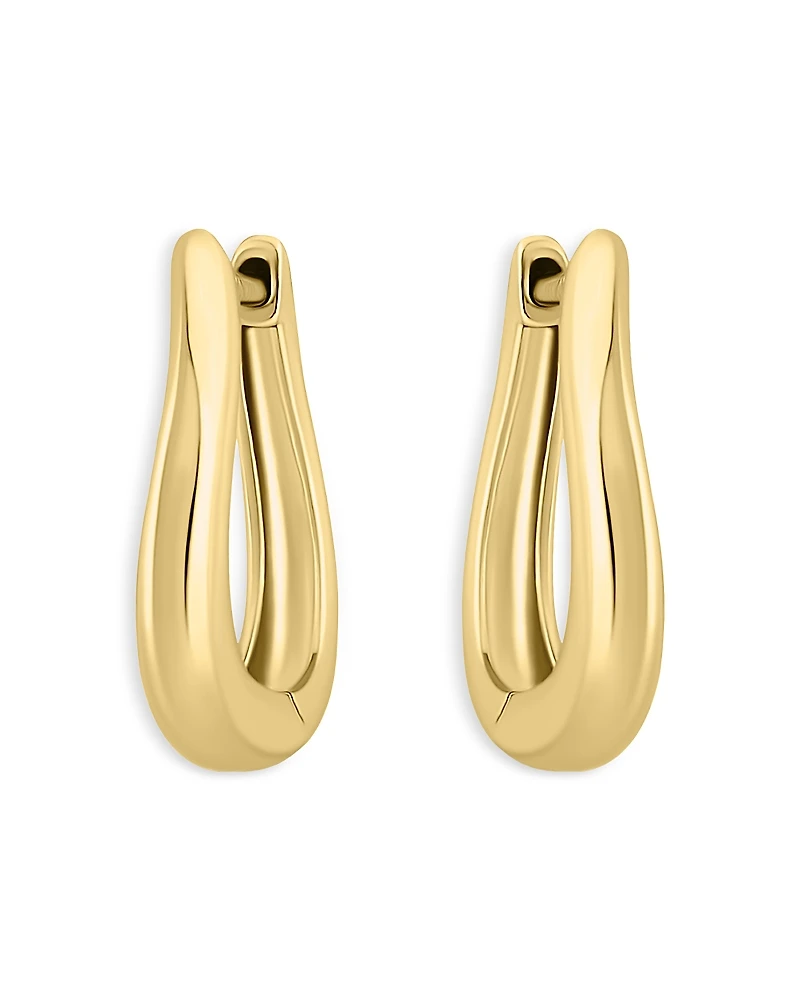 Aqua Curvy Huggie 18K Yellow Gold Plated Sterling Silver Hoop Earrings, 0.6L - Exclusive