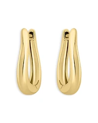 Aqua Curvy Huggie 18K Yellow Gold Plated Sterling Silver Hoop Earrings, 0.6L - Exclusive