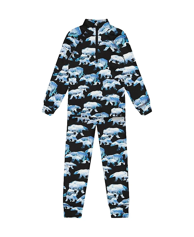 Deux par Deux Boys' Printed Polar Bears Two Piece Thermal Underwear Set - Little Kid