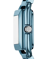 The Kira Square Small Three Hand Blue Stainless Steel Watch, 18mm x 18mm