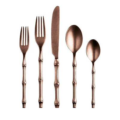 Bali Pewter Bronze 5 Piece Flatware Set
