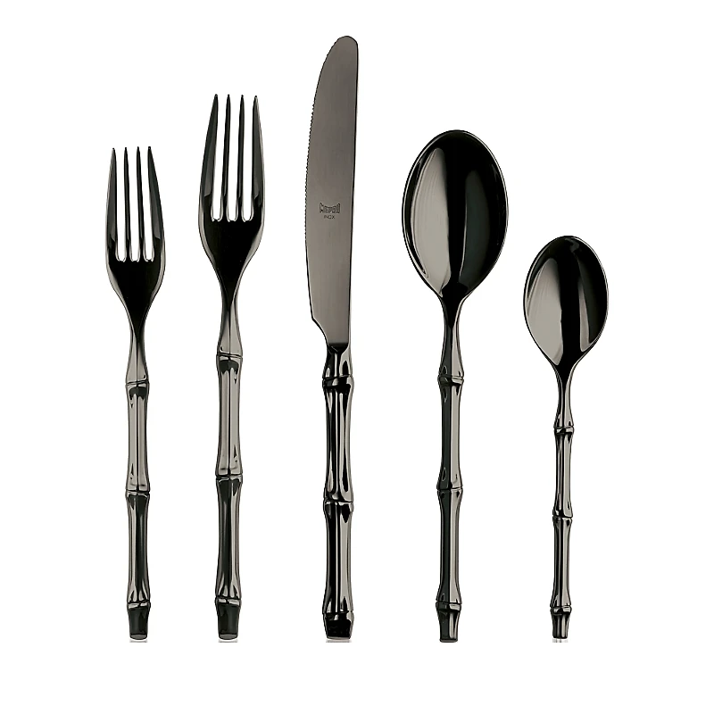 Mepra Bali Black Gold 5 Piece Flatware Set
