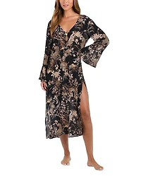 Sara Jungle Sheer Chiffon Swim Cover-Up Dress
