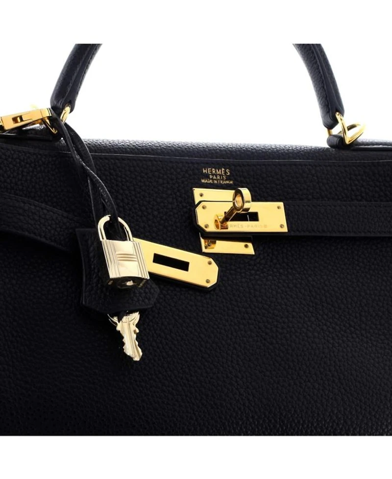 Kelly Handbag Black Togo with Gold Hardware