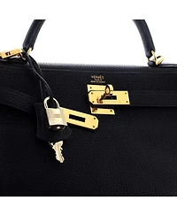 Kelly Handbag Black Togo with Gold Hardware