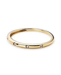 Gold Diamond Station Band Ring