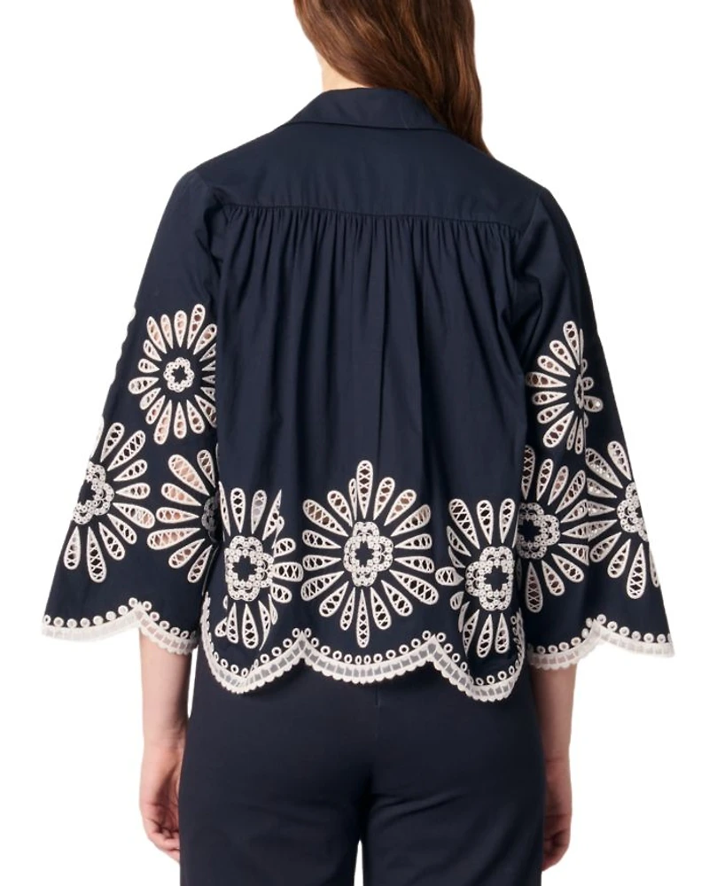 Crochet Detail Cropped Shirt
