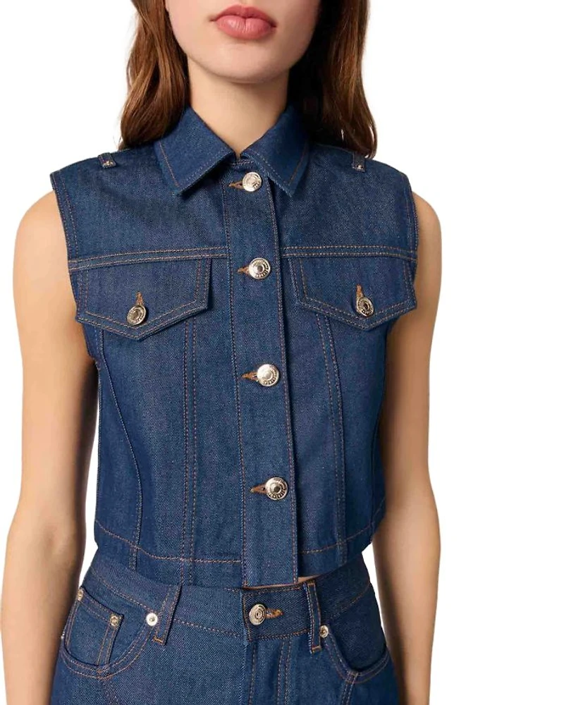 Denim Cropped Vest