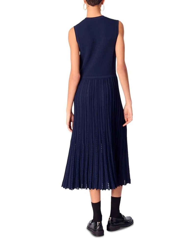 Pleated Knit Maxi Dress