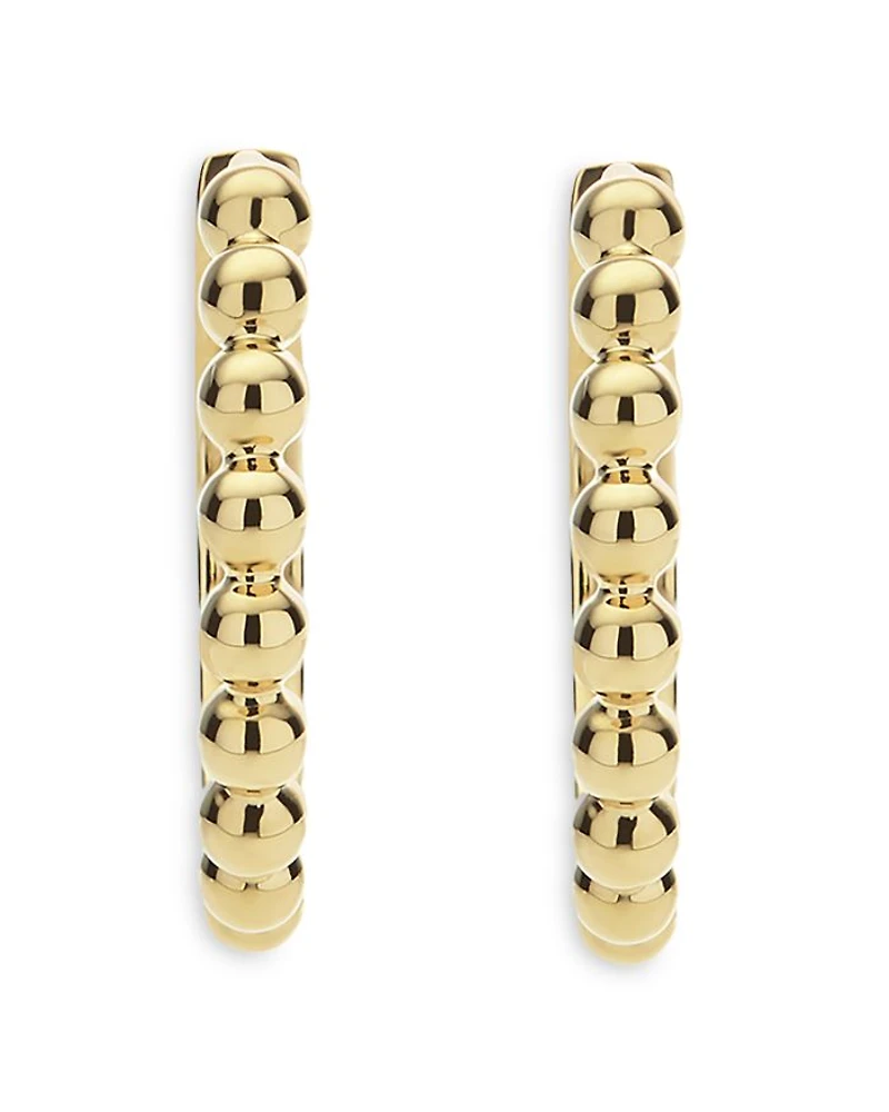 18K Yellow Gold Caviar Gold Beaded Huggie Hoop Earrings