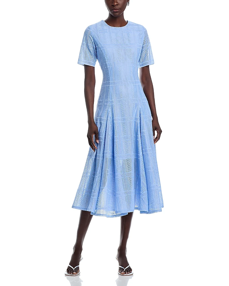 Misook Linear Lace Midi Dress