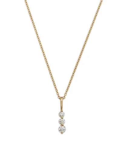 Diamond Three Stone Pendant Necklace in 14K Yellow Gold, 0.25 tcw