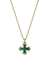 Bloomingdale's Fine Collection Men's Malachite & Diamond Cross Pendant Necklace