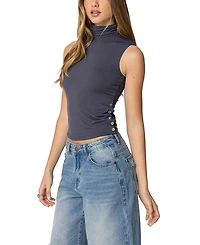 Edikted Coral Turtle Neck Top