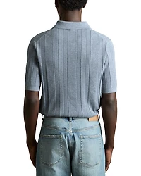 Kansas Open Collar Stripe Textured Knitted Polo Shirt