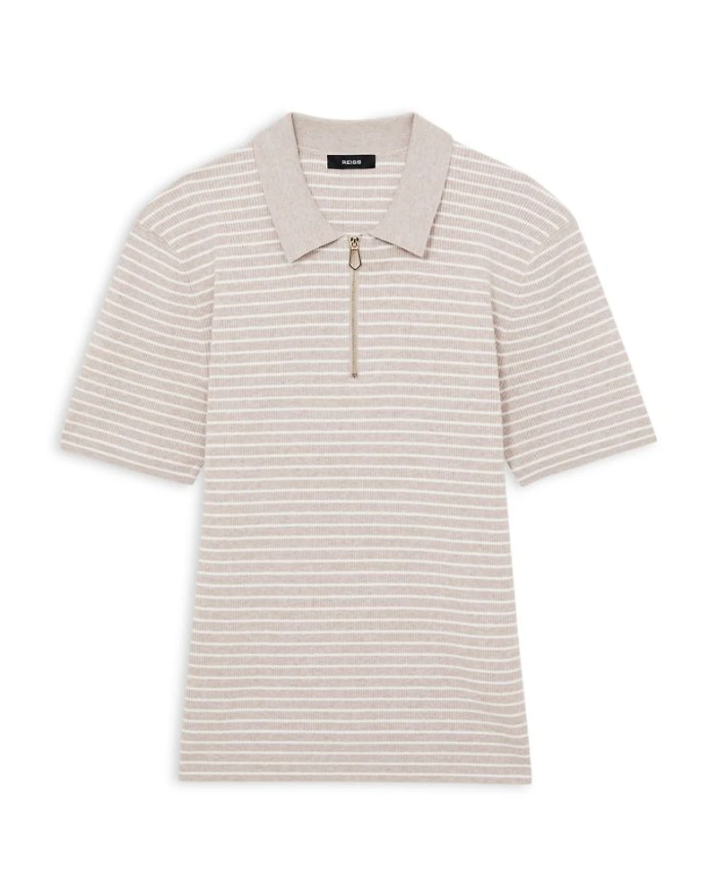 Fallow Half Zip Stripe Knitted Polo Shirt