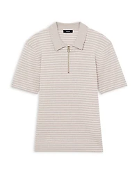 Fallow Half Zip Stripe Knitted Polo Shirt
