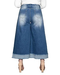 Cropped Wide Leg Jeans Two Tone