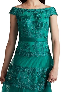 Adriane Floral Embroidered Tea-Length Dress