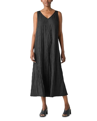Eileen Fisher Crushed Silk Midi Dress