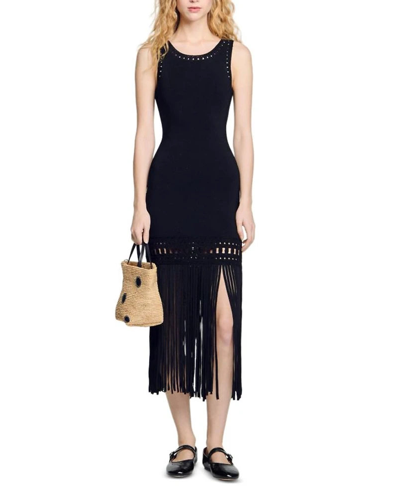 Fringed Knit Dress