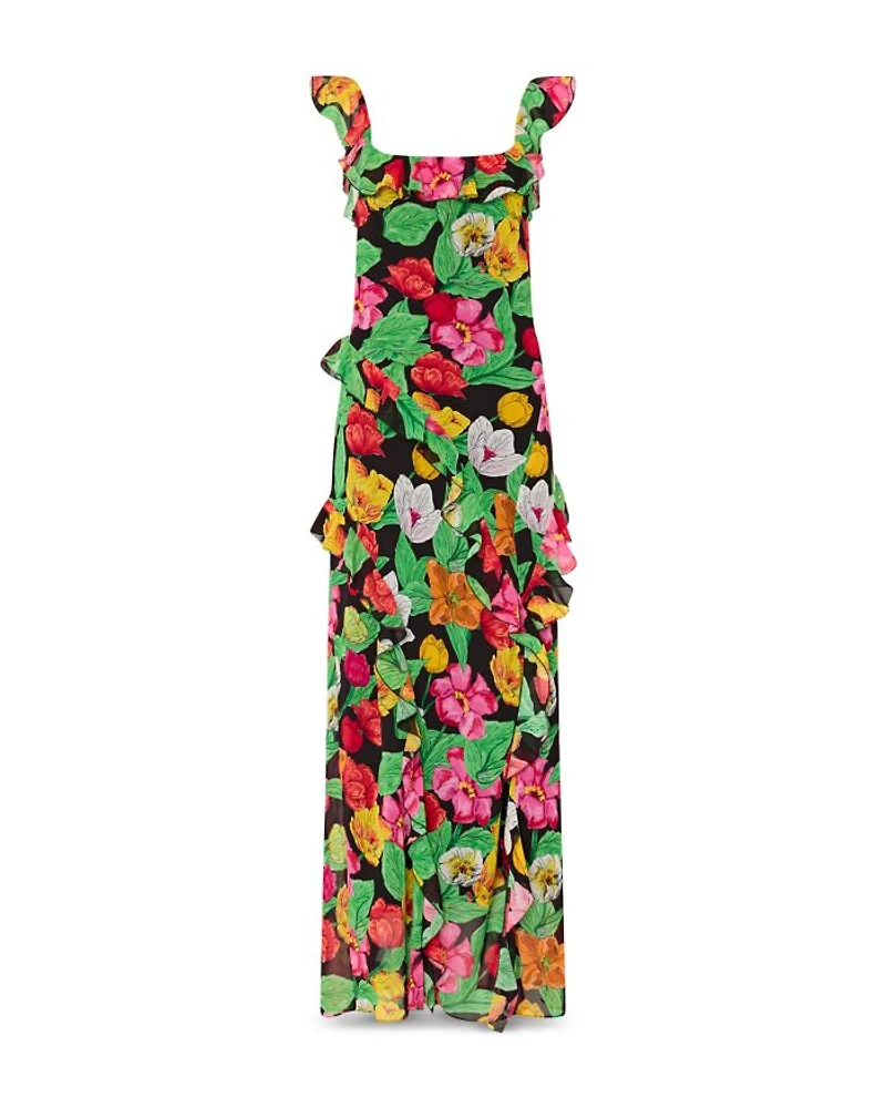 Tulip Rosette Ruffled Maxi Dress
