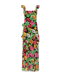 Tulip Rosette Ruffled Maxi Dress