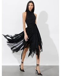 Marzita Lace Asymmetrical Hem Dress