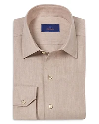David Donahue Regular Fit Herringbone Sport Shirt