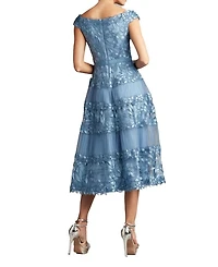 Adriane Floral Embroidered Tea-Length Dress