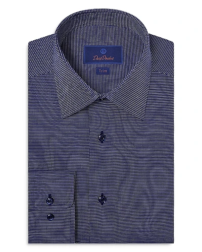 David Donahue Trim Fit Textured Twill Dress Shirt