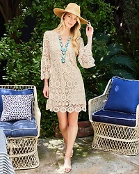 Ruffle Sleeve Crochet Dress