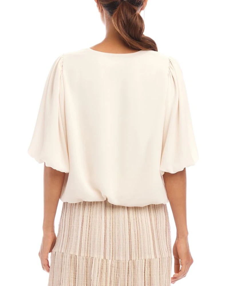 Crepe Puff Sleeve Blouse