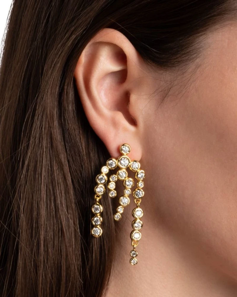 Asterales Cubic Zirconia Chandelier Earrings in 14K Gold Plated