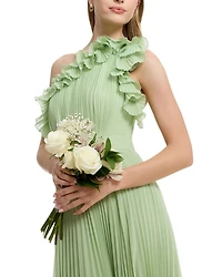 Vida Asymmetric Pleated Gown