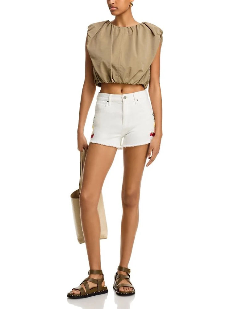 Fruit Embroidered Denim Shorts - Exclusive