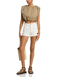Fruit Embroidered Denim Shorts - Exclusive