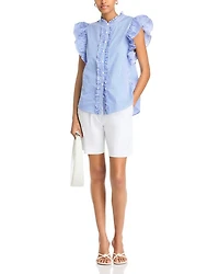 Stripe Poplin Ruffle Top - Exclusive