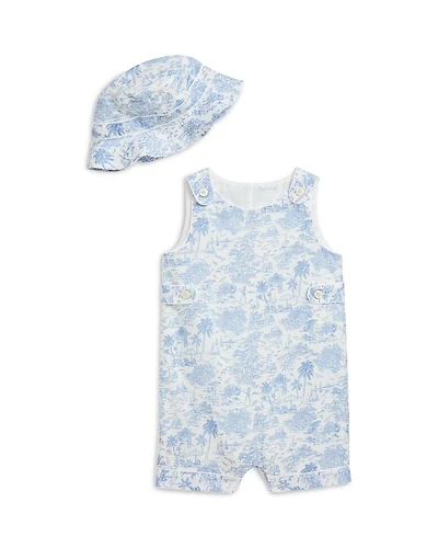 Boys' Riviera Toile Cotton Overall & Hat Set - Baby