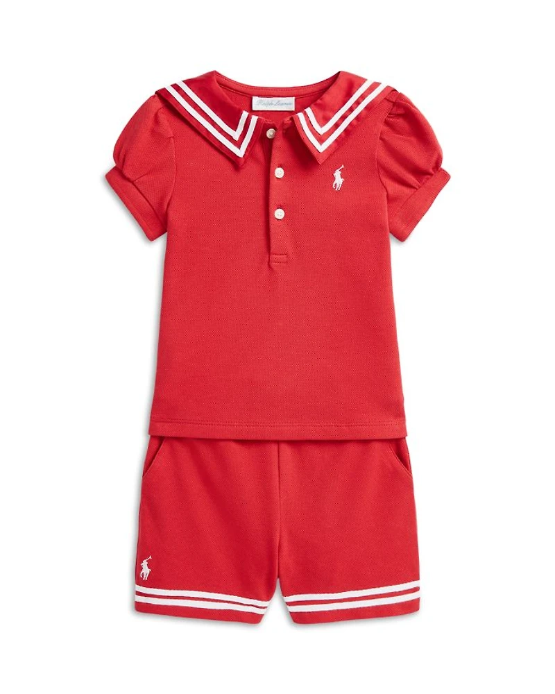 Girls' Mesh Sailor Polo Shirt & Short Set - Baby