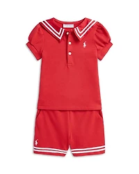 Girls' Mesh Sailor Polo Shirt & Short Set - Baby