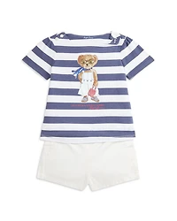 Girls' Polo Bear Cotton Tee & Twill Short Set - Baby