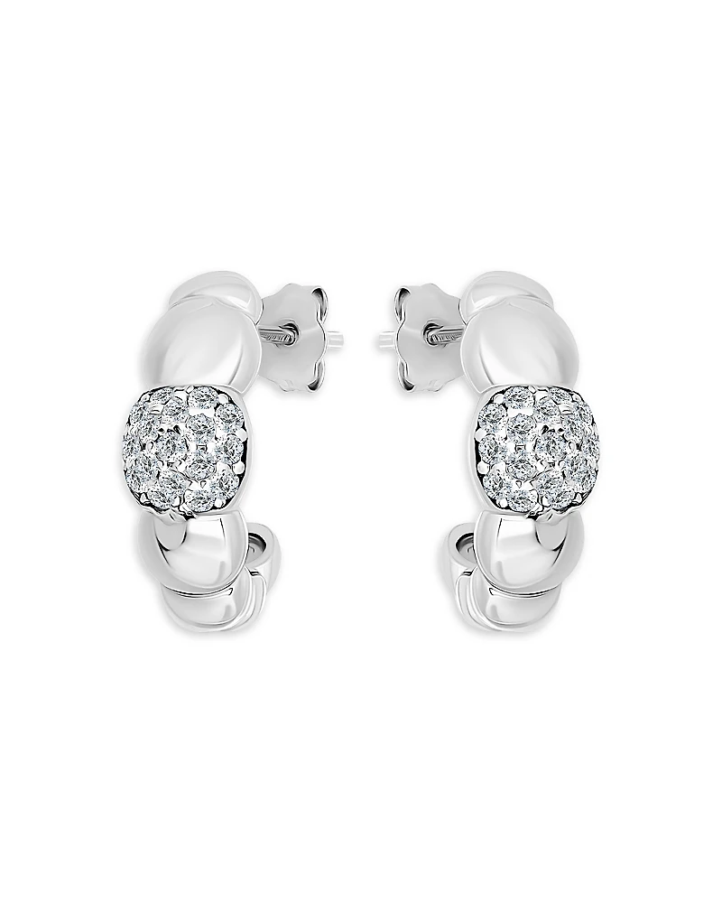 Aqua Pave Croissant Half Hoop Earrings